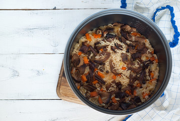 Vegetarian pilaf with porcini mushrooms