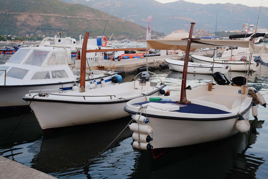 Boats in a port of Budva, Montenegro