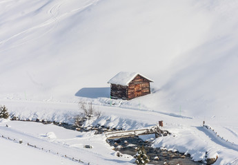 House in the mountains. Ski resort Livigno. Italy