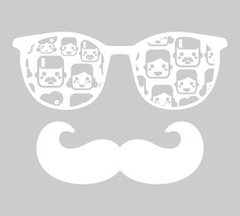 Retro sunglasses with reflection for hipster.