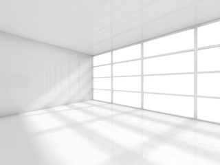 Abstract white interior, empty office room 3d