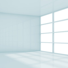 Abstract square white interior, empty room 3d