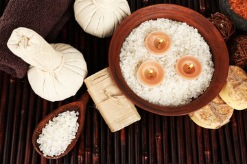 Beautiful spa composition on table close up