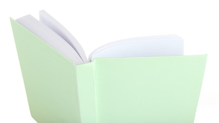 Opened book isolated on white