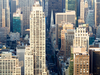 Urban view of New York City with landmark skyscrapers