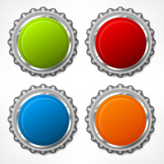 Metallic color bottle cap isolated on white background, 