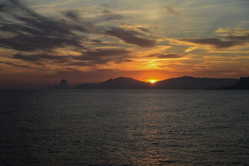 Naklejka na ściany i meble Beautiful sunset at the Balearic Islands