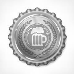 Metallic bottle cap with beer mug 
