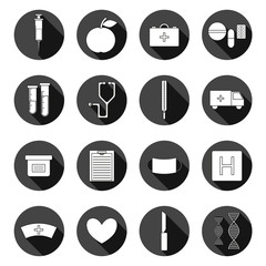 Set of flat medical icons. Health care concept