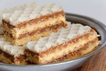 Wafers in the metal bowl