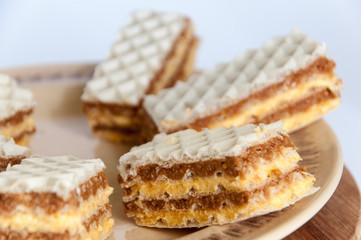 Chocolate wafers served on the plate