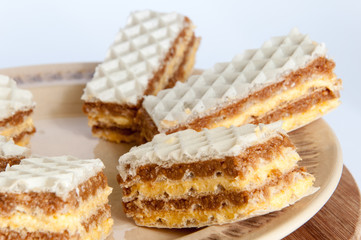 Chocolate wafers served on the plate