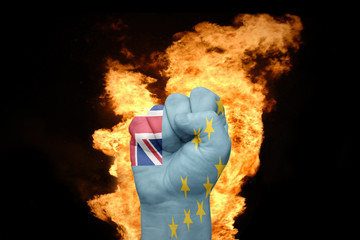 fire fist with the national flag of tuvalu