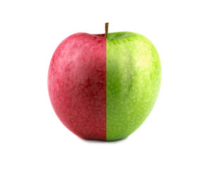 Isolated green and red apple