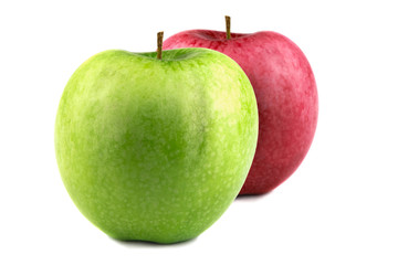 Isolated green and red apples