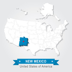 New Mexico state. USA administrative map.