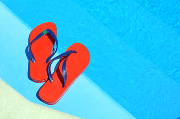 Pair of red flip-flops