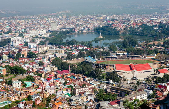 View of the capital of Madagascar with a bird's-eye view.