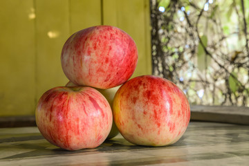 autumn red apples on the table