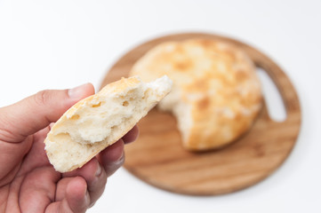 Fresh bread on the table.