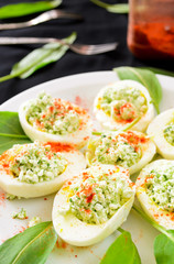 eggs with cottage cheese, wild leek and paprika