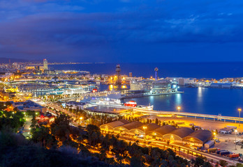Barcelona and the port at night.