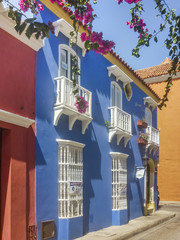 Colonial Style Colorful Houses in Cartagena de Indias Colombia