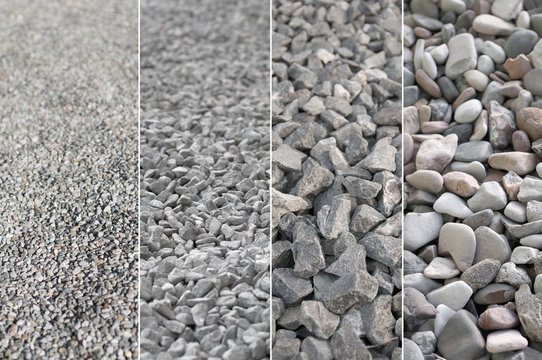 Kies in verschiedenen Korngr&ouml;&szlig;en, Rohstoffe, Naturstein, nat&uuml;rliche Materialien f&uuml;r den Gartenbau und Landschaftsbau, Kieswerk, Produktportfolio, Spektrum
