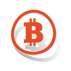 Bitcoin sign sticker, orange
