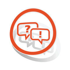 Question answer sign sticker, orange