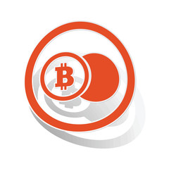 Bitcoin coin sign sticker, orange