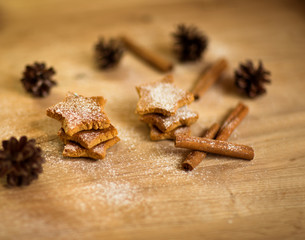 Christmas homemade gingerbread cookies,spice and decoration