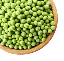 Fresh green peas in bowl isolated on white