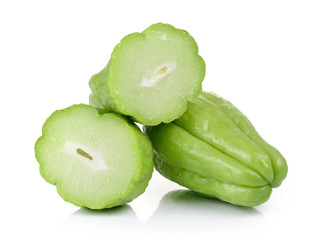 Chayote on white background
