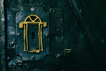 Lock of iron door, closeup