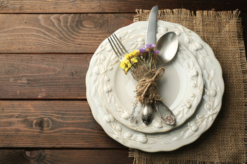 Summer table setting  in rustic style.