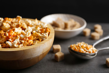 Sweet popcorn on the table