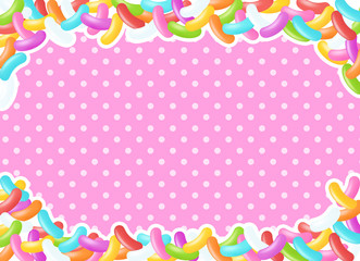 ジェリービーンズ　ピンクドット柄背景コピースペース