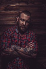 Fototapeta premium Portrait of serious brutal man.
