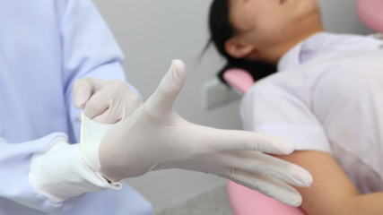 Obraz premium Hands medical glove prepare operation