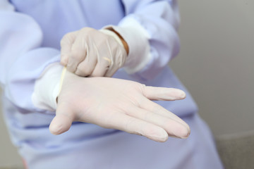 Hands medical glove prepare operation