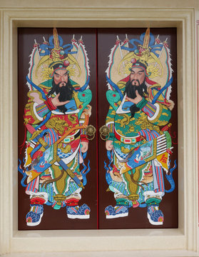 Chinese shrine angel doors protector