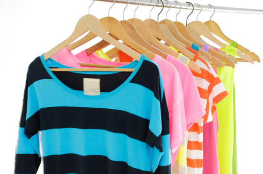 Female colorful shirt on a hanger