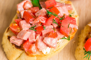 Tasty appetizer crostini (crostino)