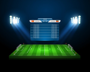Naklejka premium vector soccer field with scoreboard,vector