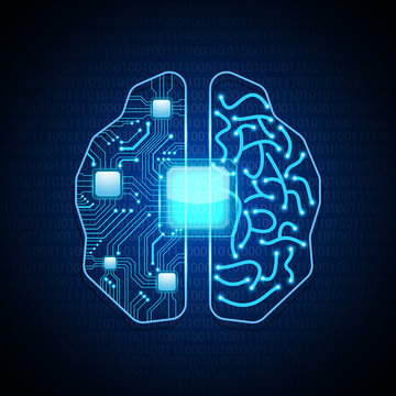 Brain with circuit board texture.vector