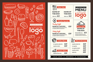 Modern Restaurant menu cover design pamphlet vector template - obrazy, fototapety, plakaty