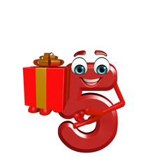 cartoon character of five digit with gift box