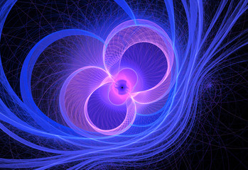 Fractal illustration of abstract neon technology circles