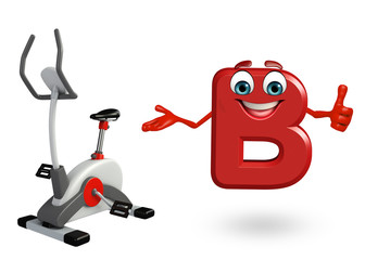Naklejka premium Cartoon Character of alphabet B with exercising machine
